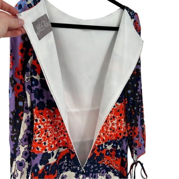Lela Rose Multi Colored Floral Scalloped Long Sleeve Midi Dress Size 6 - Picture 6 of 14
